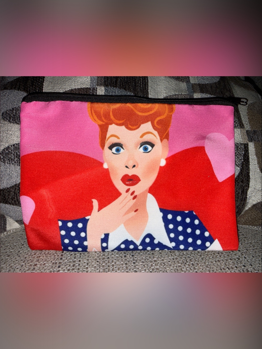 🌸NEW 🌸Pop Art Red & Pink Cosmetic Pouch - Women's Zip Makeup Bag -LUCY BALL